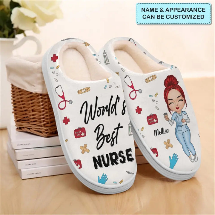 Personalized Slippers - Nurse's Day, Birthday Gift For Nurse - World's Best Nurse ARND005