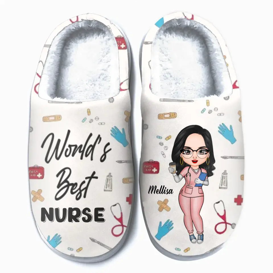 Personalized Slippers - Nurse's Day, Birthday Gift For Nurse - World's Best Nurse ARND005