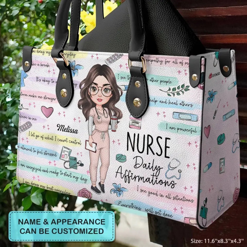 Personalized Leather Bag - Birthday, Nurse's Day Gift For Nurse - Nurse Daily Affirmations V2 ARND005