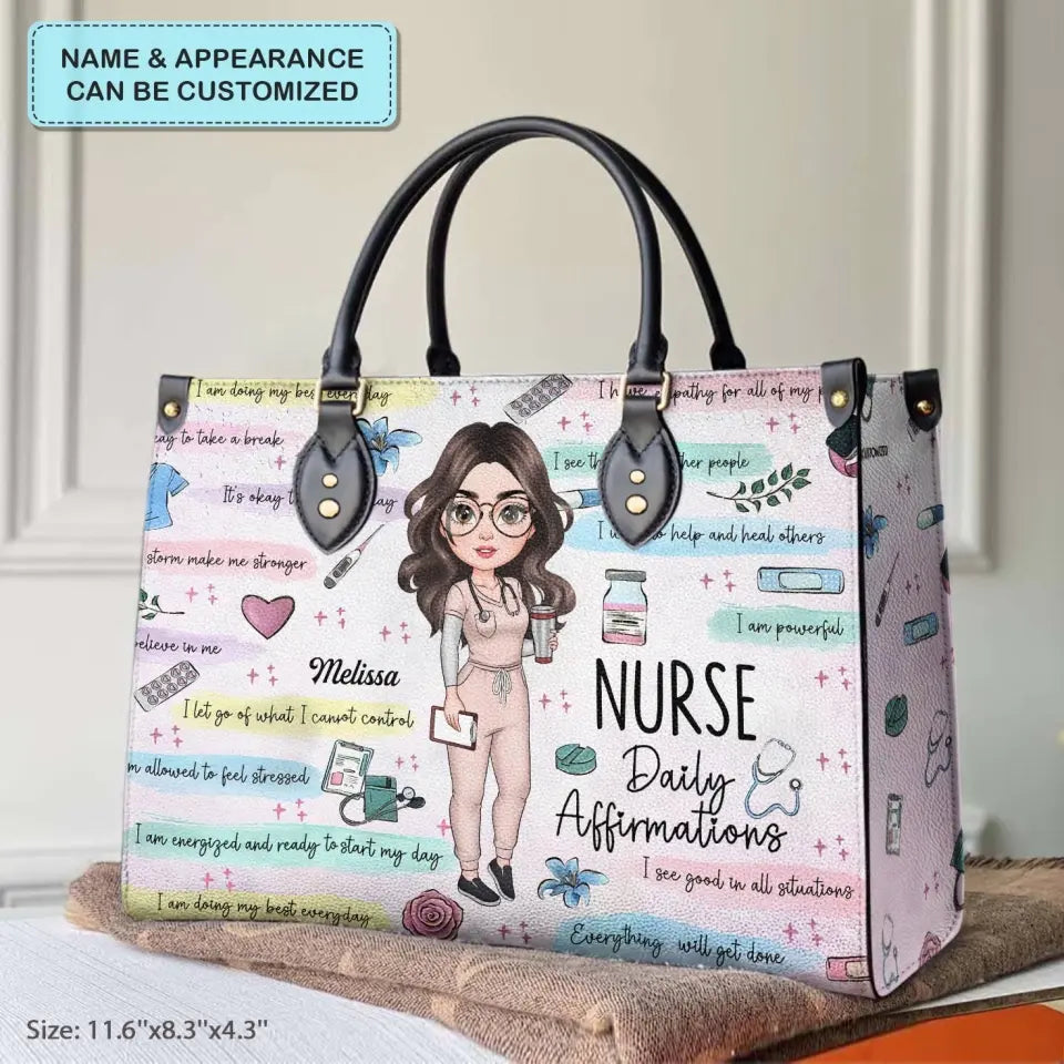 Personalized Leather Bag - Birthday, Nurse's Day Gift For Nurse - Nurse Daily Affirmations V2 ARND005