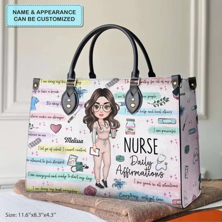 Personalized Leather Bag - Birthday, Nurse's Day Gift For Nurse - Nurse Daily Affirmations V2 ARND005