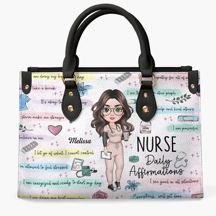 Personalized Leather Bag - Birthday, Nurse's Day Gift For Nurse - Nurse Daily Affirmations V2 ARND005