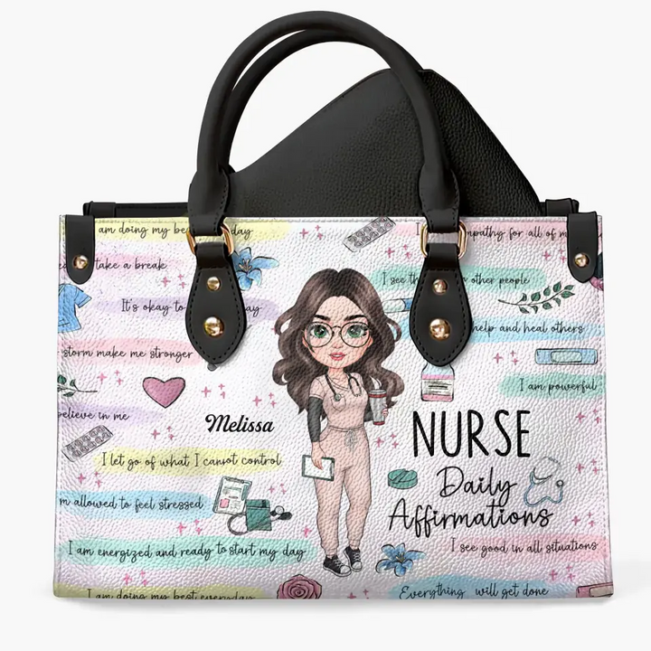 Personalized Leather Bag - Birthday, Nurse's Day Gift For Nurse - Nurse Daily Affirmations V2 ARND005