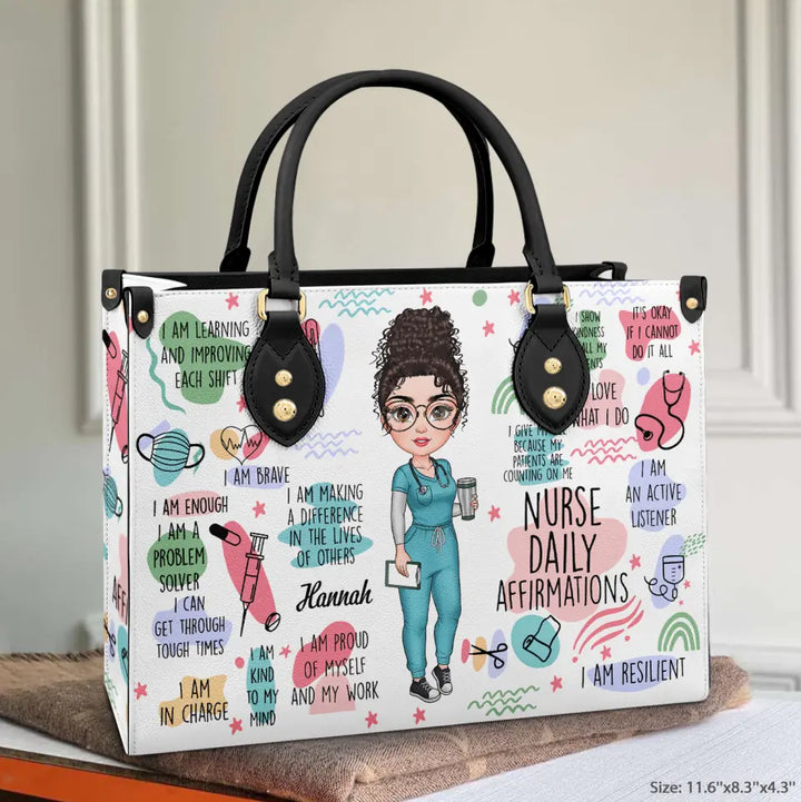 Personalized Leather Bag - Birthday, Nurse's Day Gift For Nurse - Nurse Daily Affirmations ARND018