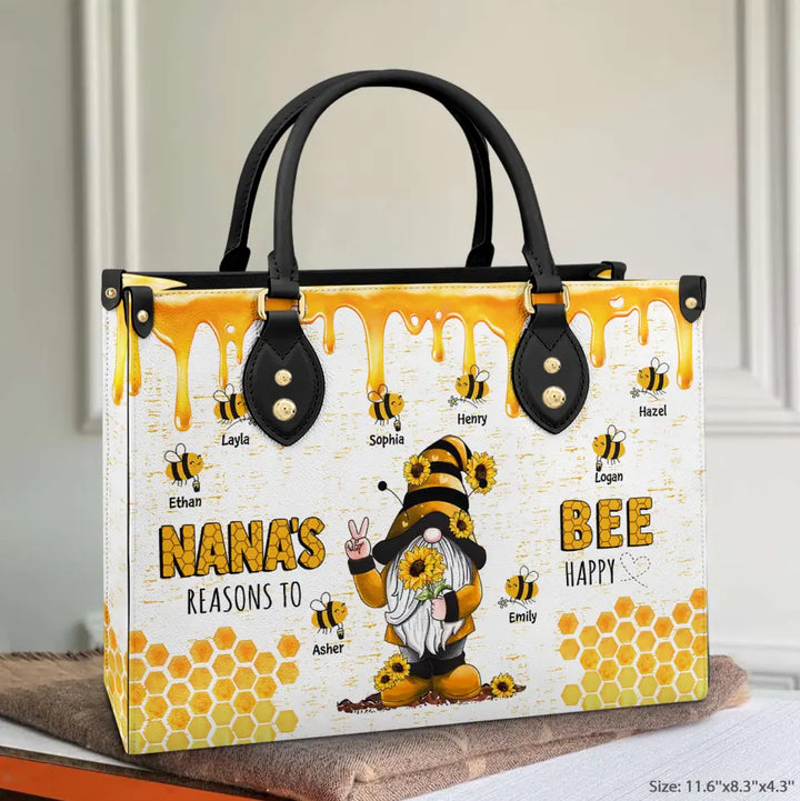 Personalized Leather Bag - Birthday, Mother's Day Gift For Mom, Grandma -  Reason's To Bee Happy ARND018