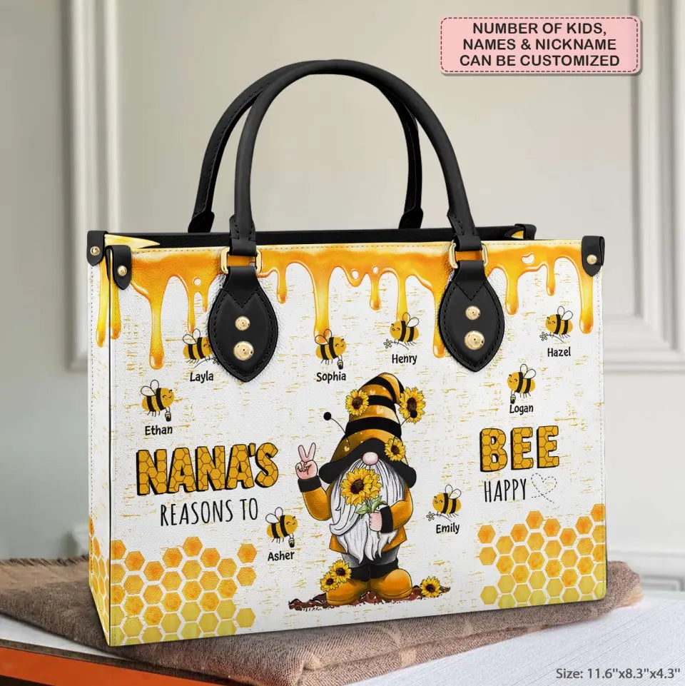 Personalized Leather Bag - Birthday, Mother's Day Gift For Mom, Grandma -  Reason's To Bee Happy ARND018