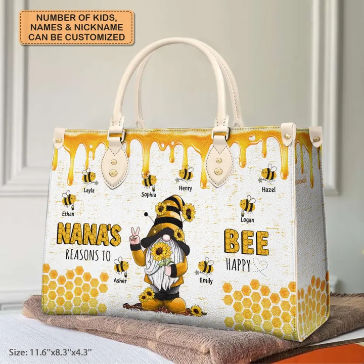Personalized Leather Bag - Birthday, Mother's Day Gift For Mom, Grandma -  Reason's To Bee Happy ARND018