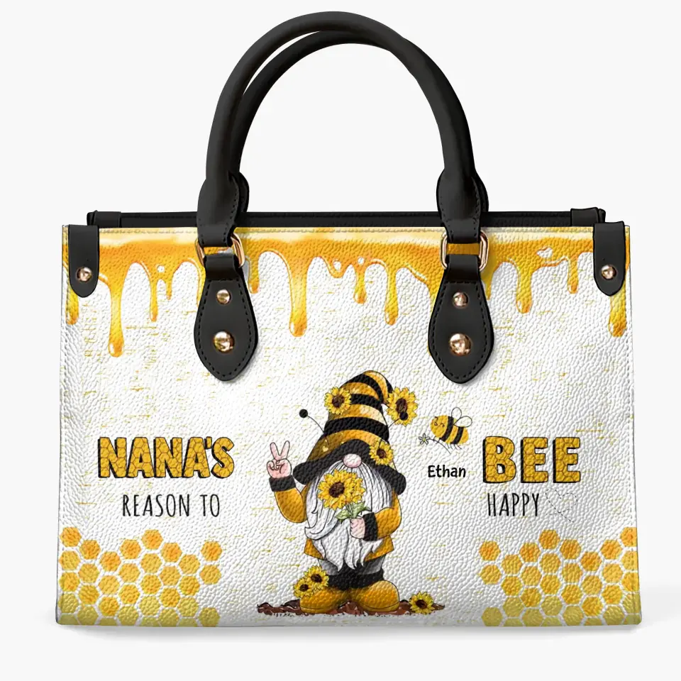 Personalized Leather Bag - Birthday, Mother's Day Gift For Mom, Grandma -  Reason's To Bee Happy ARND018