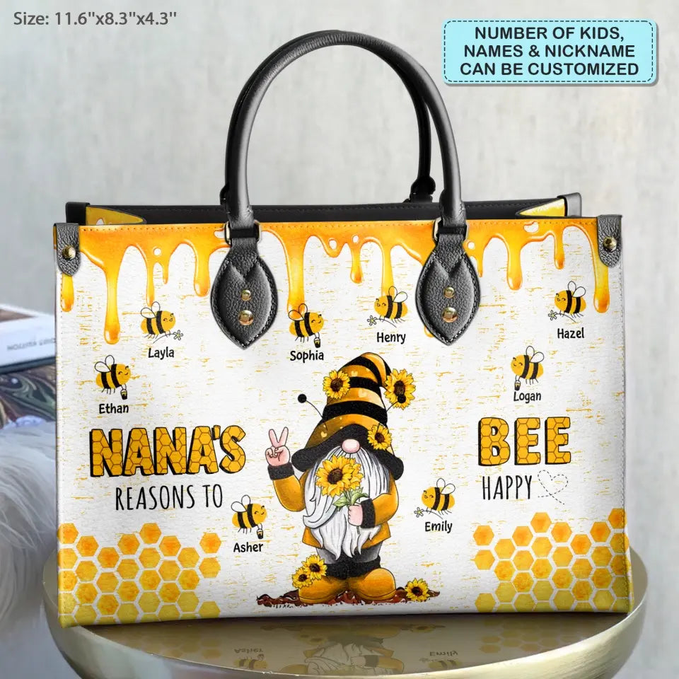 Personalized Leather Bag - Birthday, Mother's Day Gift For Mom, Grandma -  Reason's To Bee Happy ARND018