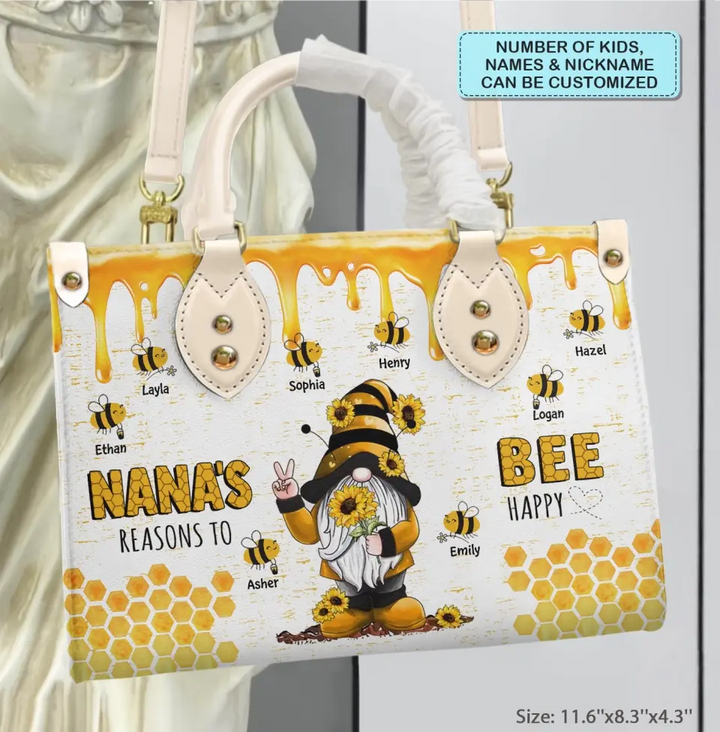 Personalized Leather Bag - Birthday, Mother's Day Gift For Mom, Grandma -  Reason's To Bee Happy ARND018