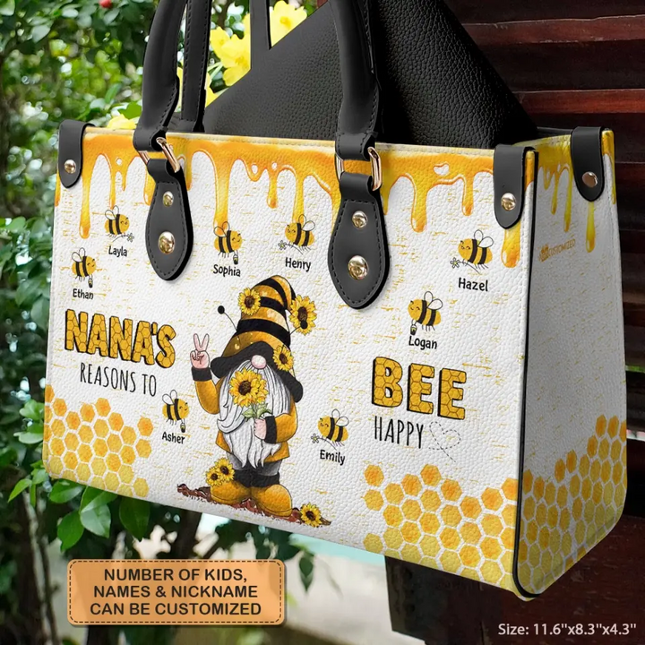 Personalized Leather Bag - Birthday, Mother's Day Gift For Mom, Grandma -  Reason's To Bee Happy ARND018