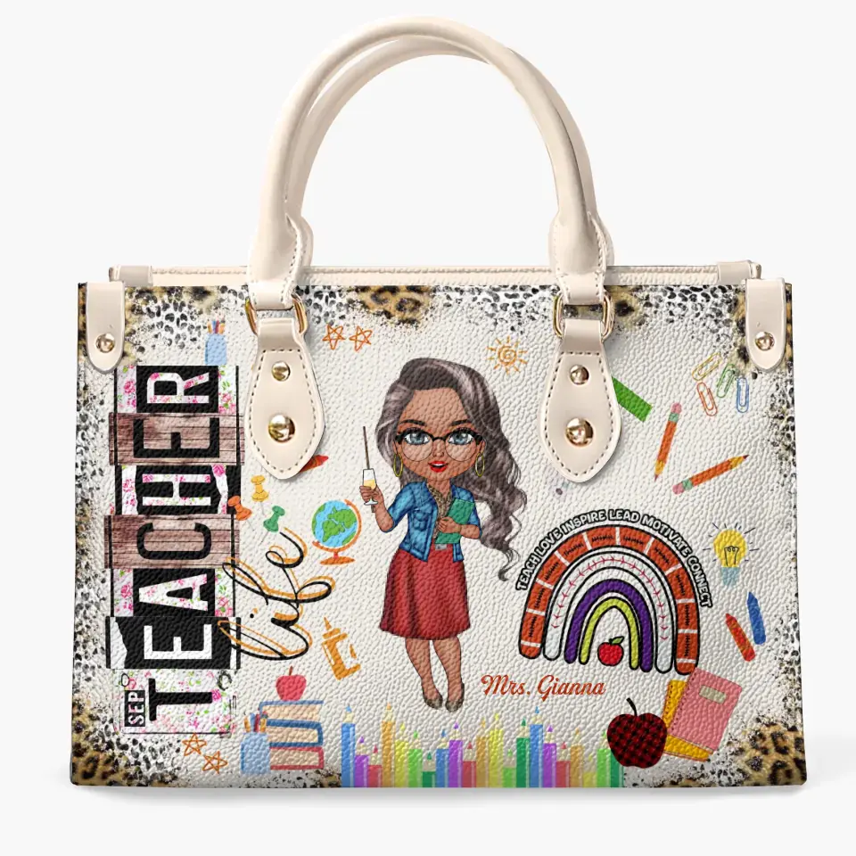 Personalized Leather Bag - Teacher's Day, Birthday Gift For Teacher - Teacher Life ARND018