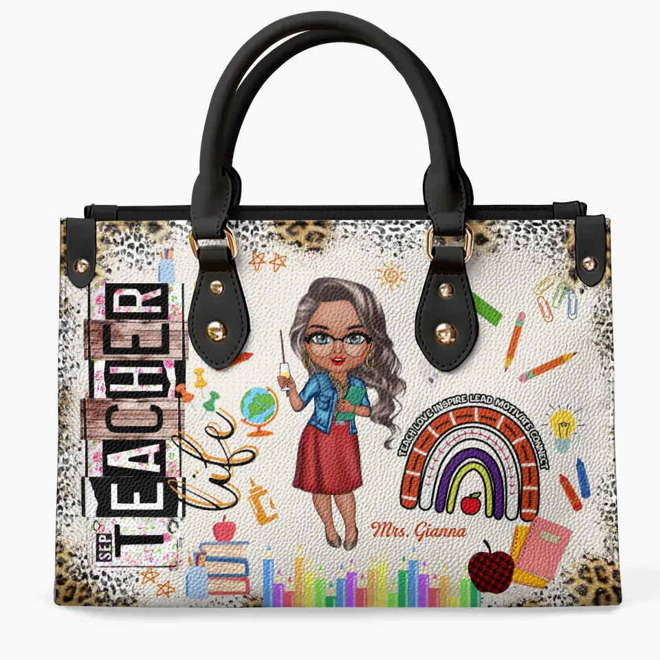 Personalized Leather Bag - Teacher's Day, Birthday Gift For Teacher - Teacher Life ARND018