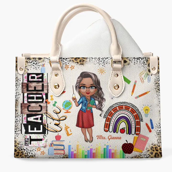 Personalized Leather Bag - Teacher's Day, Birthday Gift For Teacher - Teacher Life ARND018