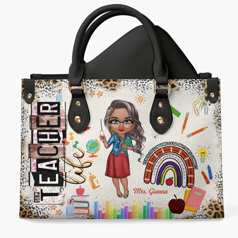 Personalized Leather Bag - Teacher's Day, Birthday Gift For Teacher - Teacher Life ARND018