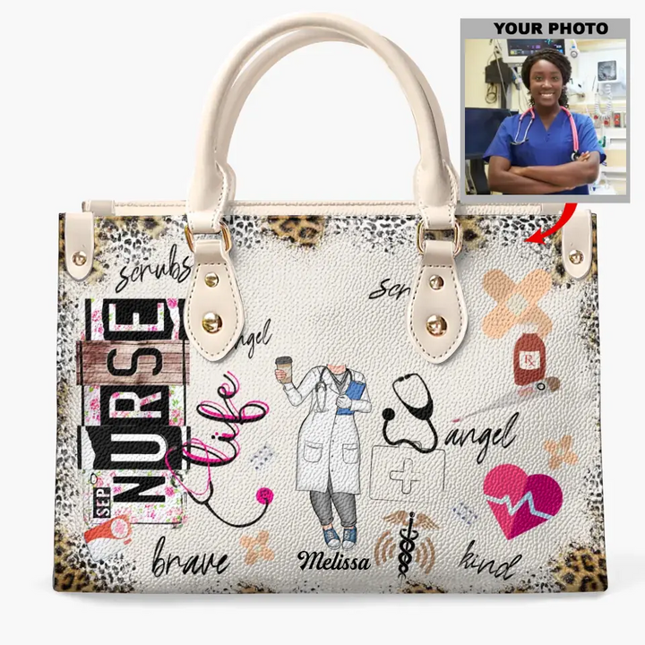 Personalized Leather Bag - Gift For Nurse, Doctor, CNA, CMA - Nurse Life Scrubs ARND0014 AGCPD034