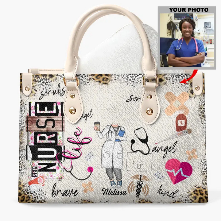 Personalized Leather Bag - Gift For Nurse, Doctor, CNA, CMA - Nurse Life Scrubs ARND0014 AGCPD034