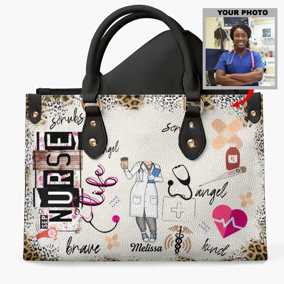 Personalized Leather Bag - Gift For Nurse, Doctor, CNA, CMA - Nurse Life Scrubs ARND0014 AGCPD034