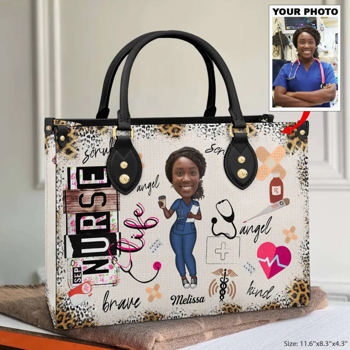 Personalized Leather Bag - Gift For Nurse, Doctor, CNA, CMA - Nurse Life Scrubs ARND0014 AGCPD034