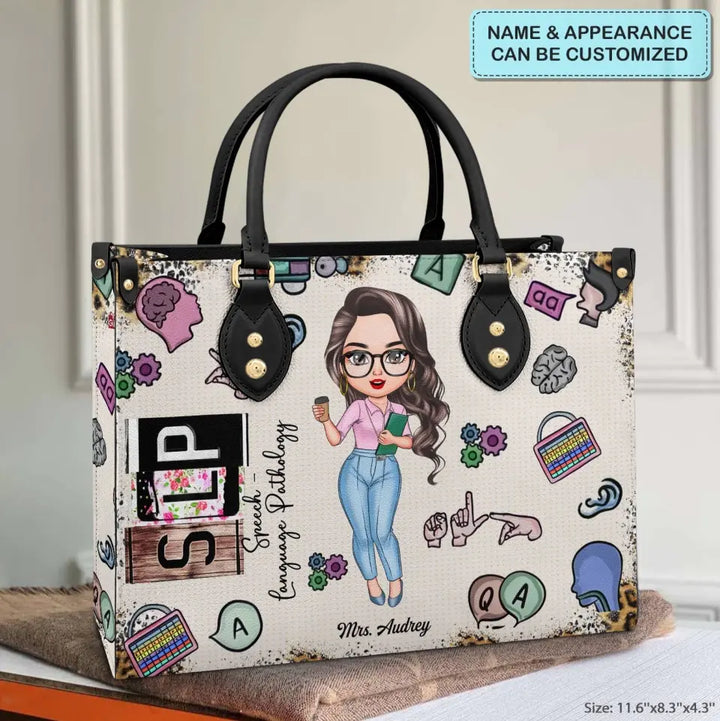 Personalized Leather Bag - Birthday, Teacher's Day Gift For SLP - Being A Speech Language Pathology ARND0014