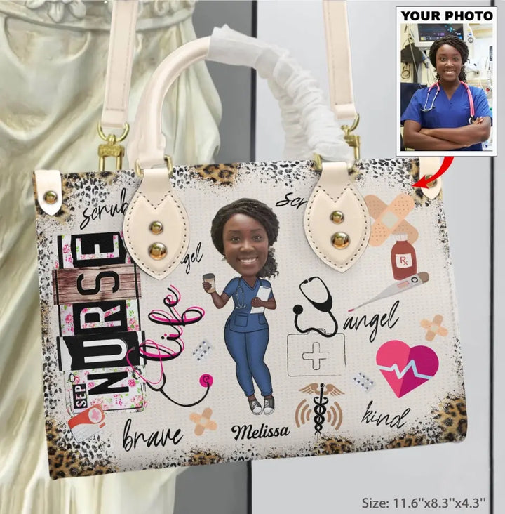 Personalized Leather Bag - Gift For Nurse, Doctor, CNA, CMA - Nurse Life Scrubs ARND0014 AGCPD034