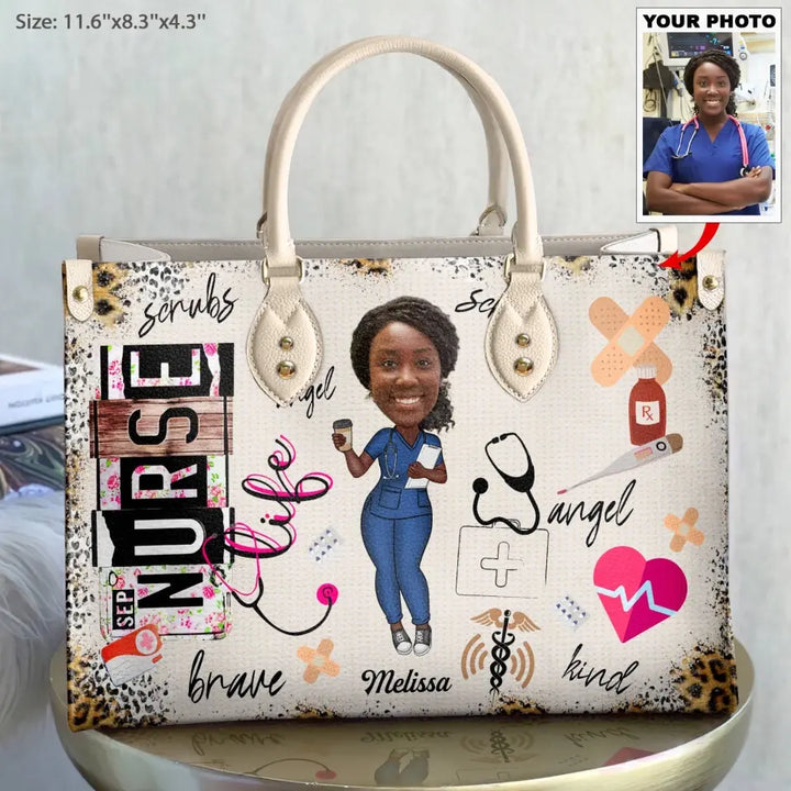 Personalized Leather Bag - Gift For Nurse, Doctor, CNA, CMA - Nurse Life Scrubs ARND0014 AGCPD034