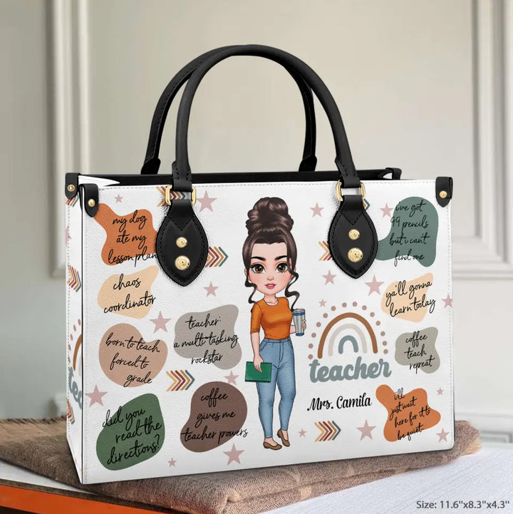 Personalized Leather Bag - Birthday, Teacher's Day Gift For Teacher - Born To Teach ARND005