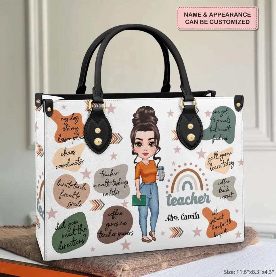 Personalized Leather Bag - Birthday, Teacher's Day Gift For Teacher - Born To Teach ARND005