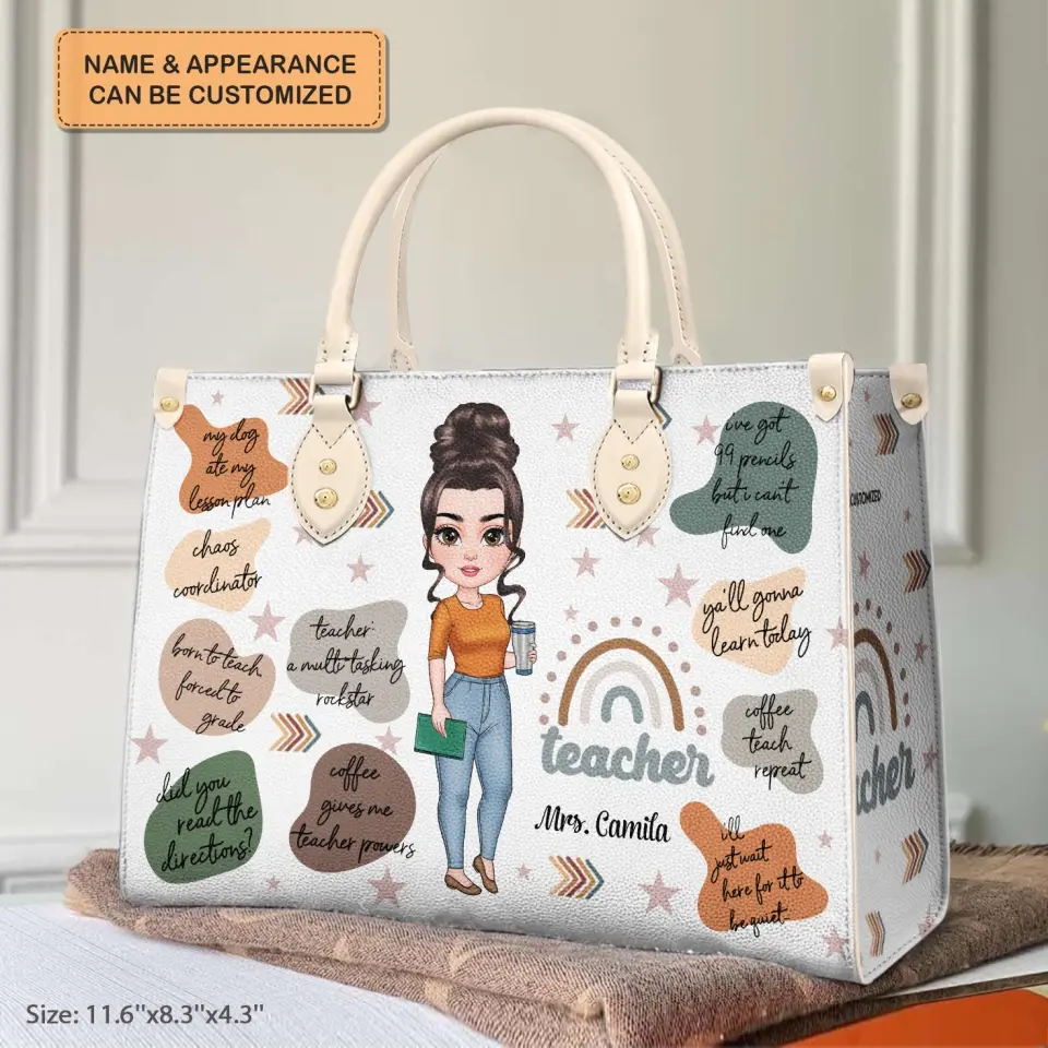 Personalized Leather Bag - Birthday, Teacher's Day Gift For Teacher - Born To Teach ARND005