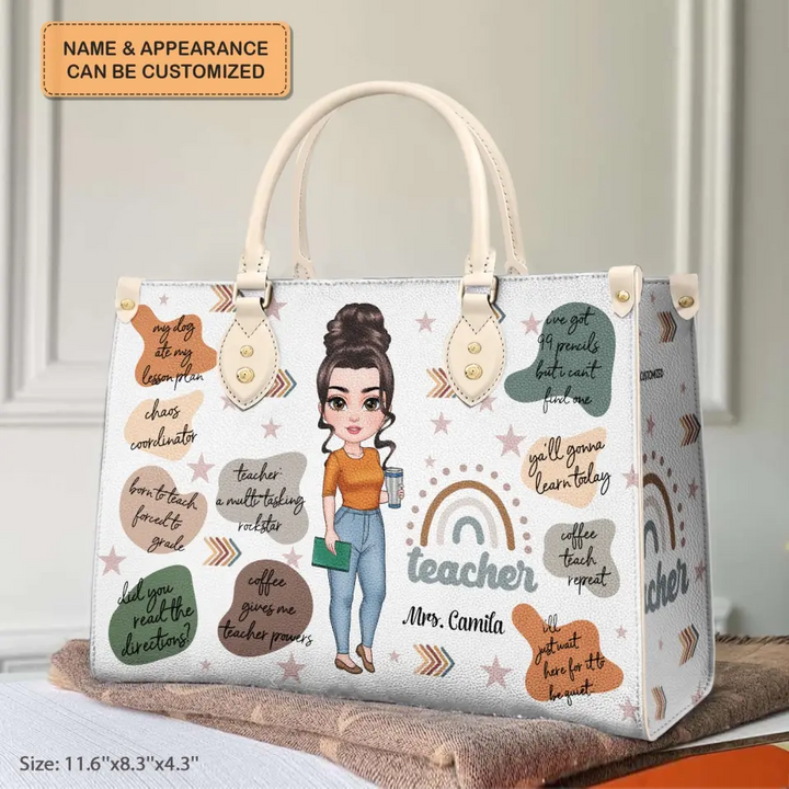 Personalized Leather Bag - Birthday, Teacher's Day Gift For Teacher - Born To Teach ARND005