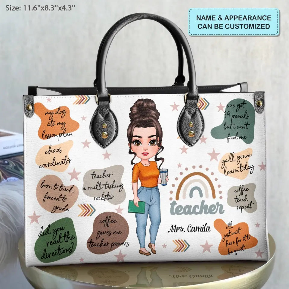 Personalized Leather Bag - Birthday, Teacher's Day Gift For Teacher - Born To Teach ARND005