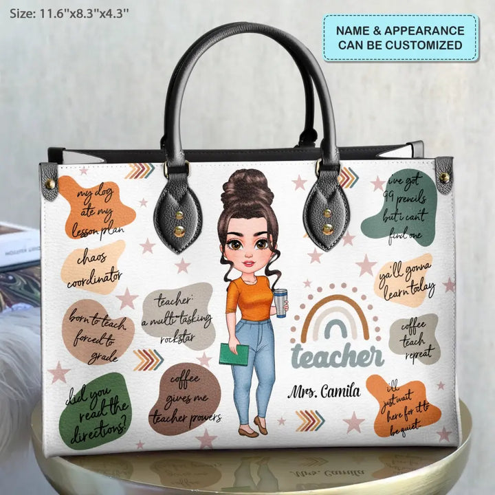 Personalized Leather Bag - Birthday, Teacher's Day Gift For Teacher - Born To Teach ARND005