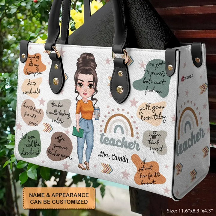Personalized Leather Bag - Birthday, Teacher's Day Gift For Teacher - Born To Teach ARND005