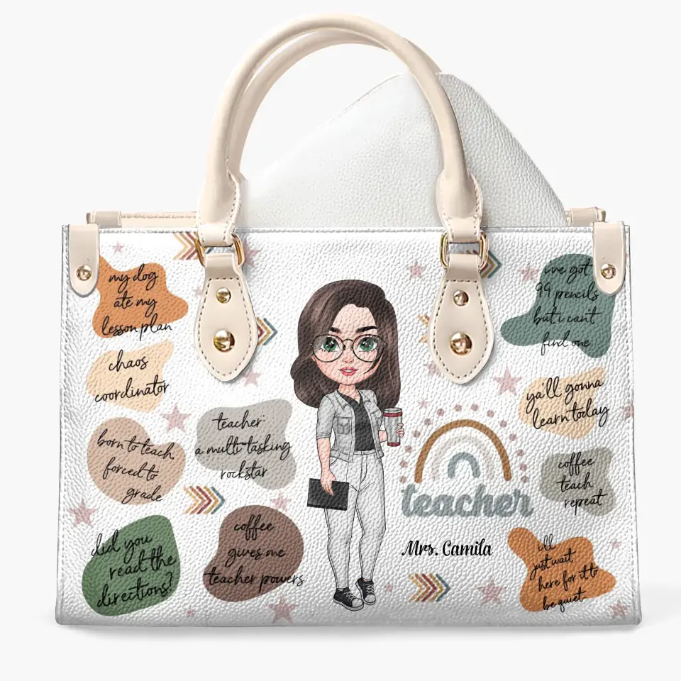 Personalized Leather Bag - Birthday, Teacher's Day Gift For Teacher - Born To Teach ARND005