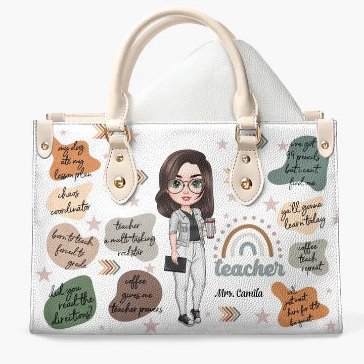 Personalized Leather Bag - Birthday, Teacher's Day Gift For Teacher - Born To Teach ARND005