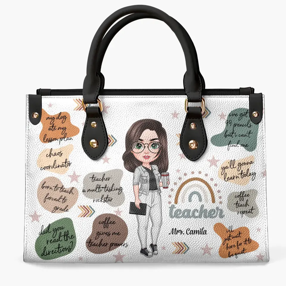 Personalized Leather Bag - Birthday, Teacher's Day Gift For Teacher - Born To Teach ARND005