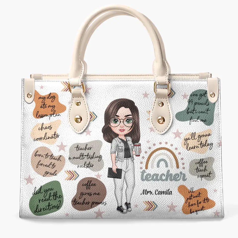Personalized Leather Bag - Birthday, Teacher's Day Gift For Teacher - Born To Teach ARND005