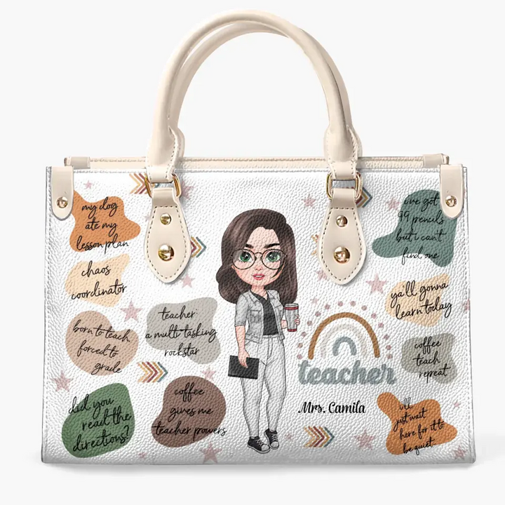 Personalized Leather Bag - Birthday, Teacher's Day Gift For Teacher - Born To Teach ARND005