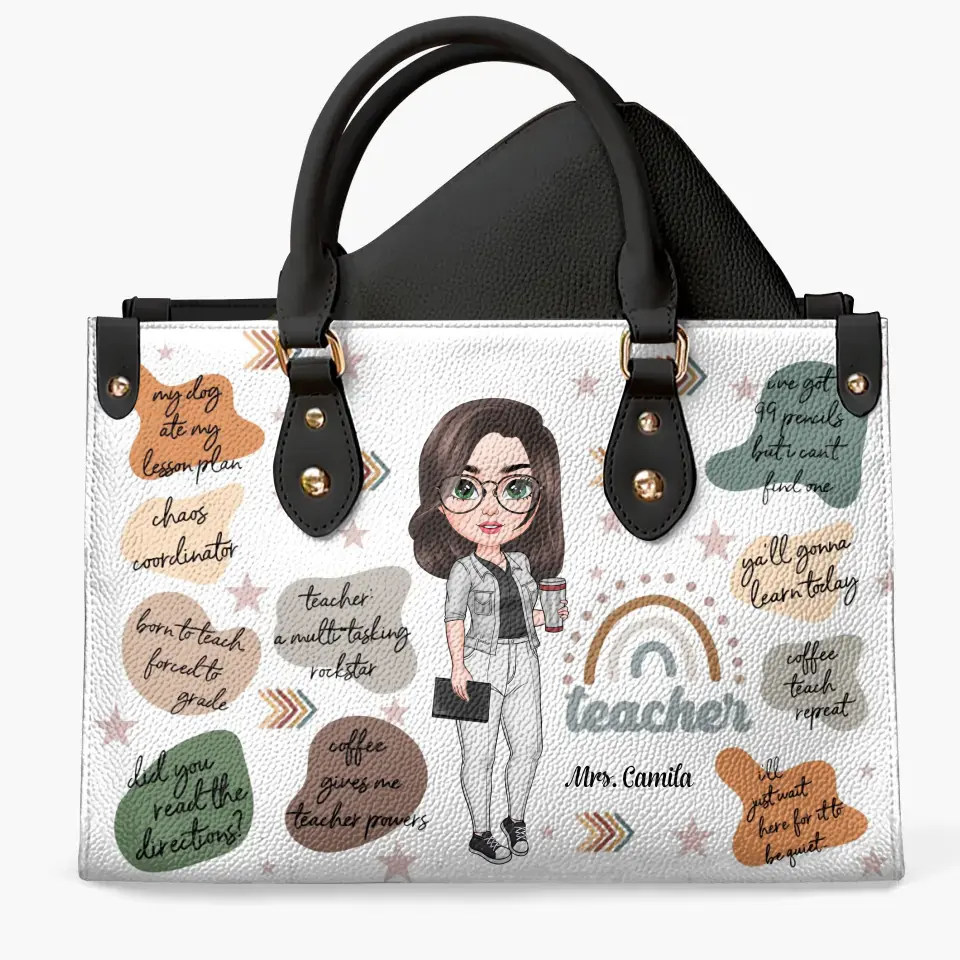 Personalized Leather Bag - Birthday, Teacher's Day Gift For Teacher - Born To Teach ARND005