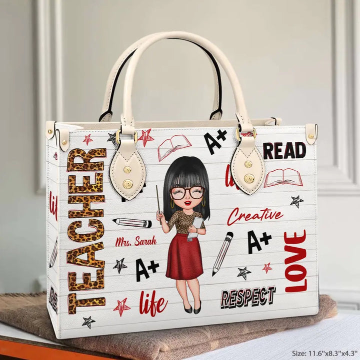 Personalized Leather Bag - Birthday, Teacher's Day Gift For Teacher - Love Respect Creative ARND005