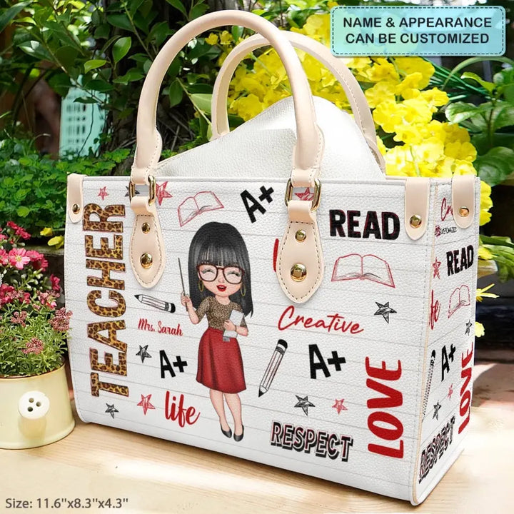 Personalized Leather Bag - Birthday, Teacher's Day Gift For Teacher - Love Respect Creative ARND005