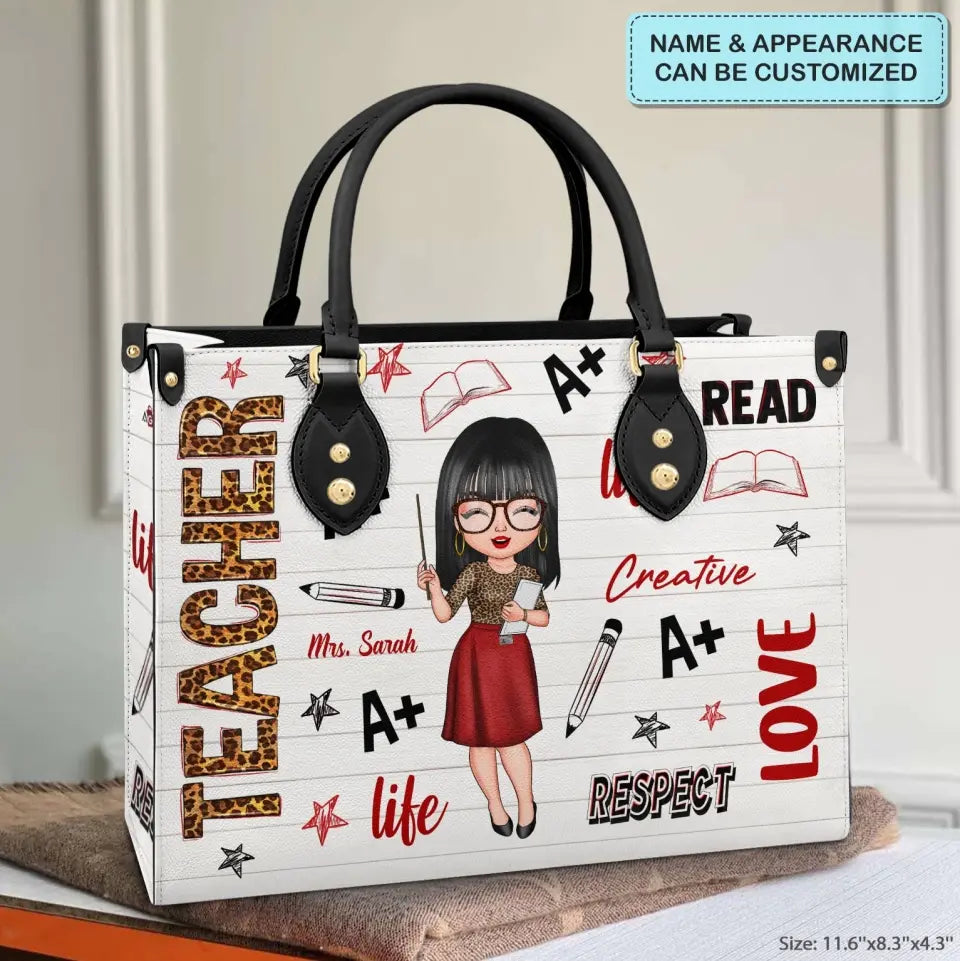 Personalized Leather Bag - Birthday, Teacher's Day Gift For Teacher - Love Respect Creative ARND005