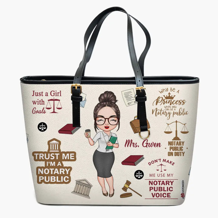 Personalized Leather Bucket Bag - Birthday Gift For Notary Public - Love My Job ARND005