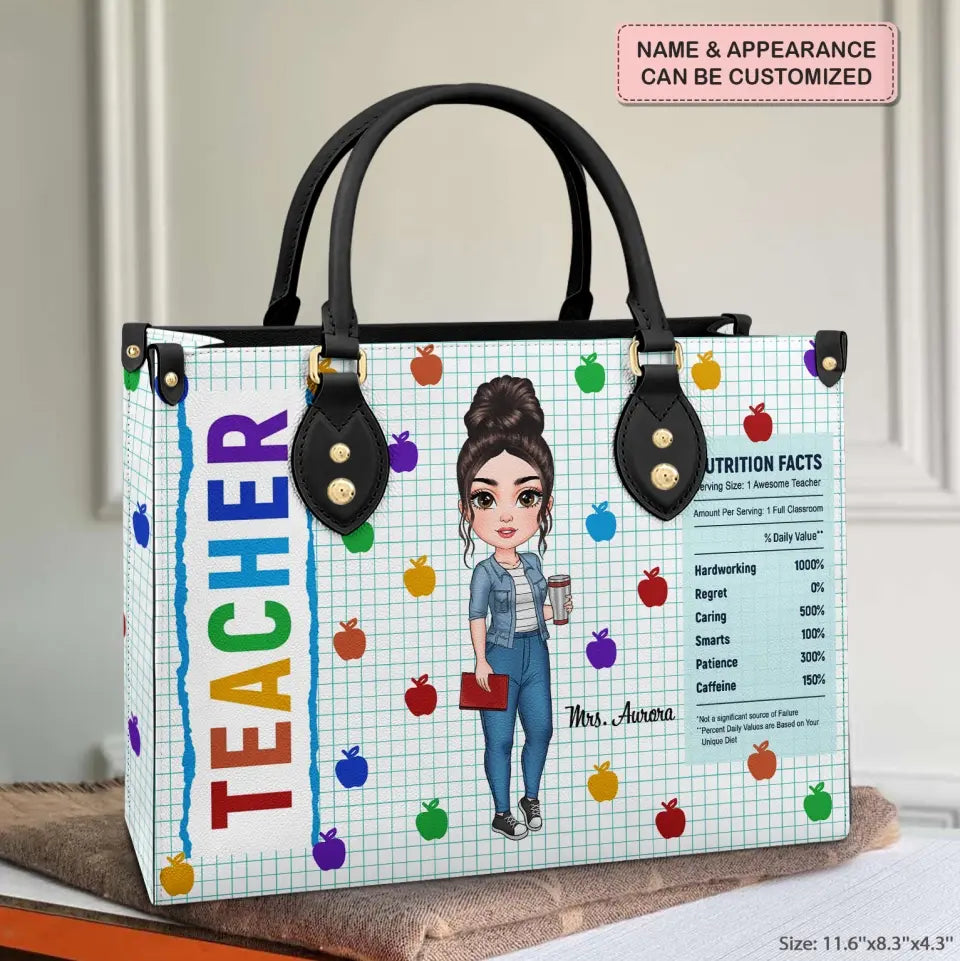 Personalized Leather Bag - Birthday, Teacher's Day Gift For Teacher - Nutrition Facts ARND018