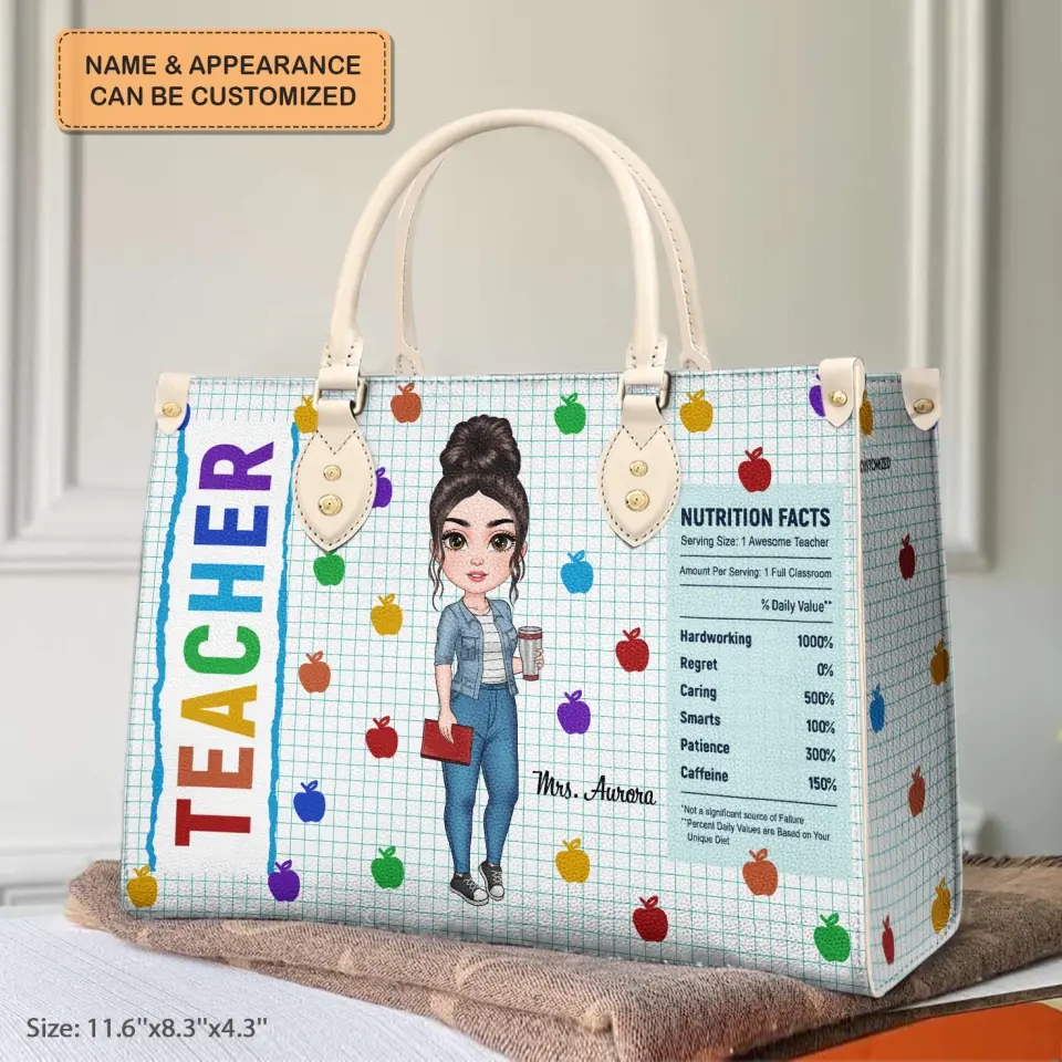 Personalized Leather Bag - Birthday, Teacher's Day Gift For Teacher - Nutrition Facts ARND018