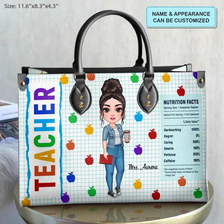 Personalized Leather Bag - Birthday, Teacher's Day Gift For Teacher - Nutrition Facts ARND018