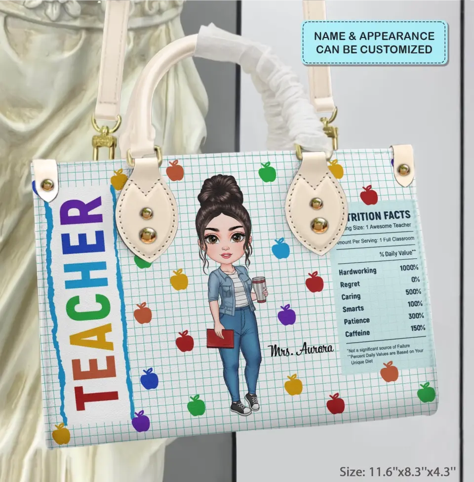 Personalized Leather Bag - Birthday, Teacher's Day Gift For Teacher - Nutrition Facts ARND018