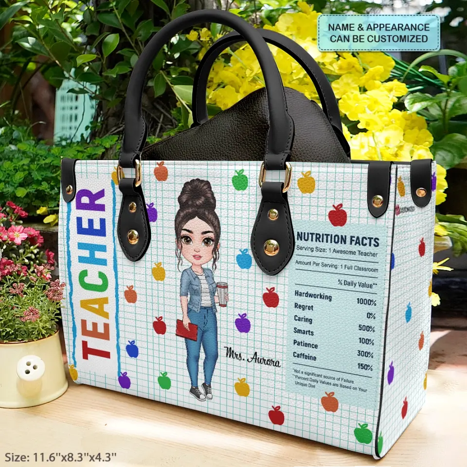 Personalized Leather Bag - Birthday, Teacher's Day Gift For Teacher - Nutrition Facts ARND018