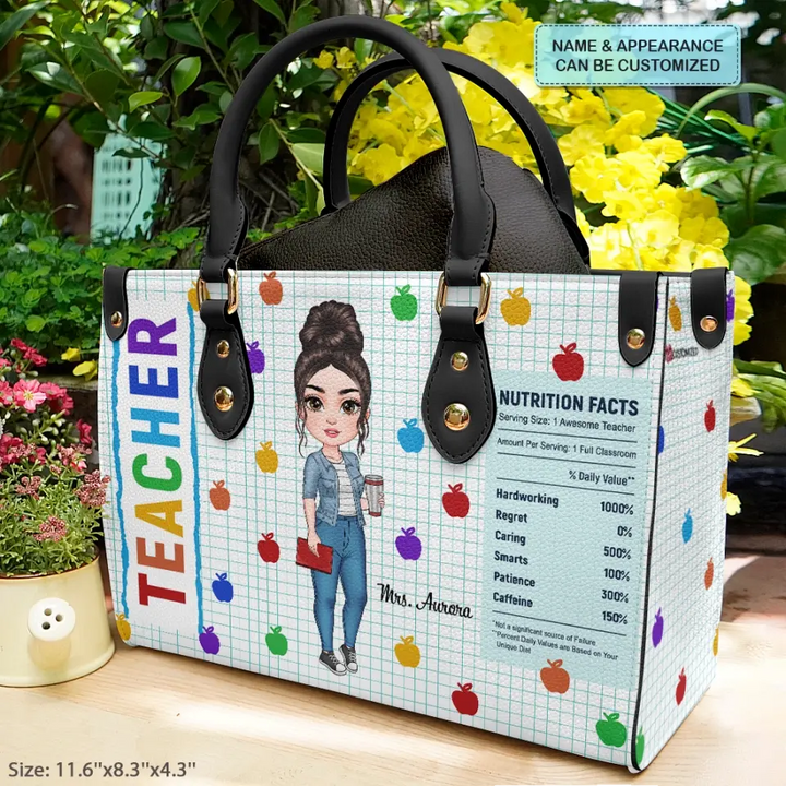 Personalized Leather Bag - Birthday, Teacher's Day Gift For Teacher - Nutrition Facts ARND018