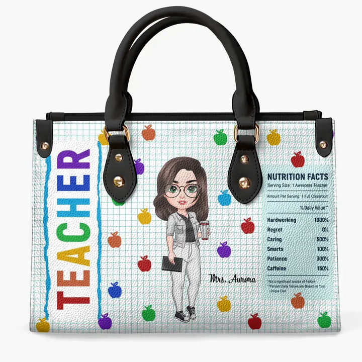Personalized Leather Bag - Birthday, Teacher's Day Gift For Teacher - Nutrition Facts ARND018